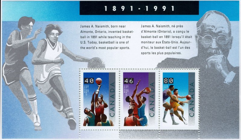 Canada #1344 Souvenir Sheet MNH - Sports Basketball James Naismith (1991)