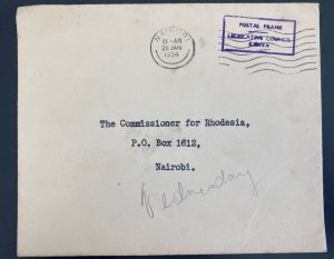 1954 Nairobi Kenya Legislative Council free postage Cover Locally Used