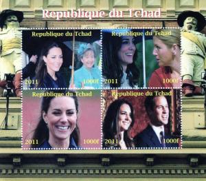 Chad 2011 Kate & William Royal Visit Shlt (4) MNH Perforated