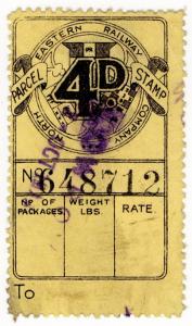 (I.B) North Eastern Railway : Parcel Stamp 4d