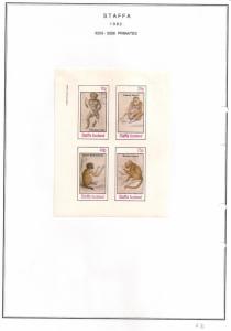 SCOTLAND - STAFFA - 1982 - Primates - Imperf 4v Sheet - MLH