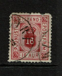 Iceland SC# O7, Used, mixed condition, side & top tear, side thin - S13311