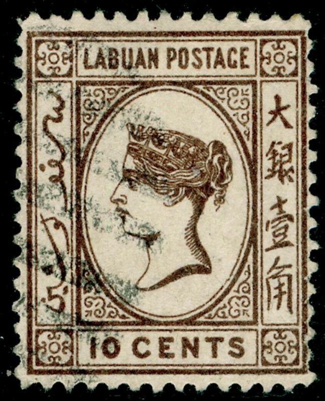 LABUAN SG54, 10c brown, FINE USED.