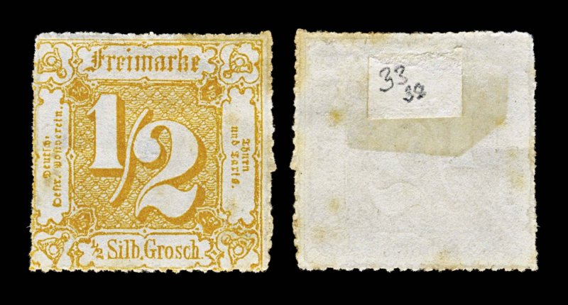 4736: Thurn and Taxis SG33 ½g Orange-Yellow. 1865. Sc#23 Mi37 MM Mint. C£38