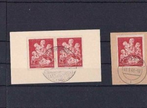 LUXEMBOURG CANCELS ON GERMAN THIRD REICH STAMPS ON PIECE       R2625