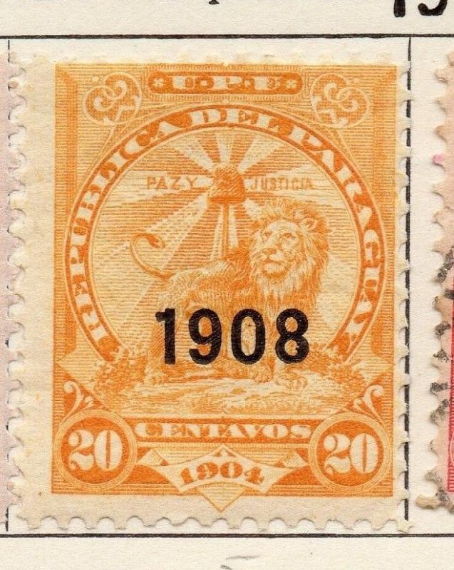 Paraguay 1907-09 Early Issue Fine Mint Hinged 20c. 1908 Optd 147467