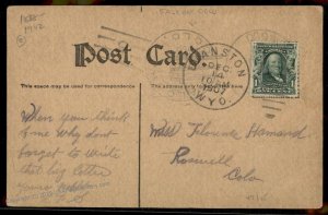 USA 1907 Evanston Wyoming Roswell Falcon Colorado Cover R2 DPO Cover 94288