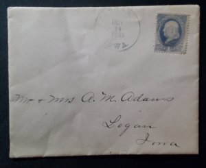 US 156 on Iowa cover, no cancel on stamp