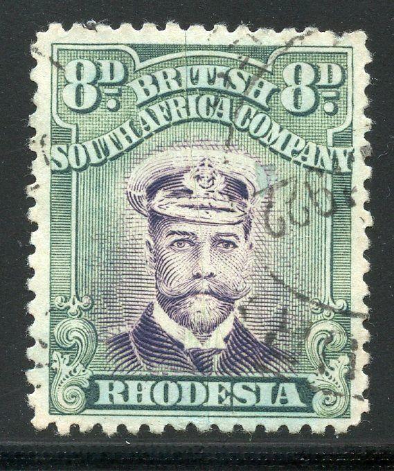 RHODESIA SCOTT#128a PERF 15  USED WITH PRE-PRINTING PAPER BEND