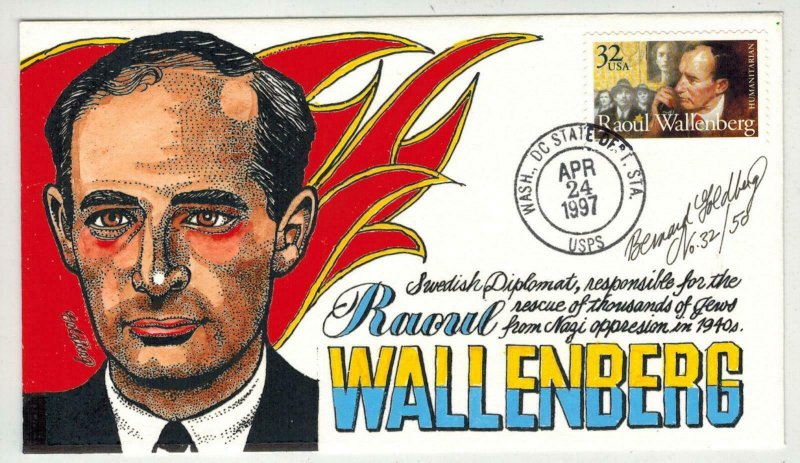 Goldberg Handpainted RAOUL WALLENBERG Rescued Swedish Jews From Nazi Oppression