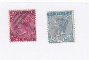 BERMUDA Sct # 1-2 VF-LIGHTLY USED Q/VICTORIA 1p & 2p CAT VALUE $41.75