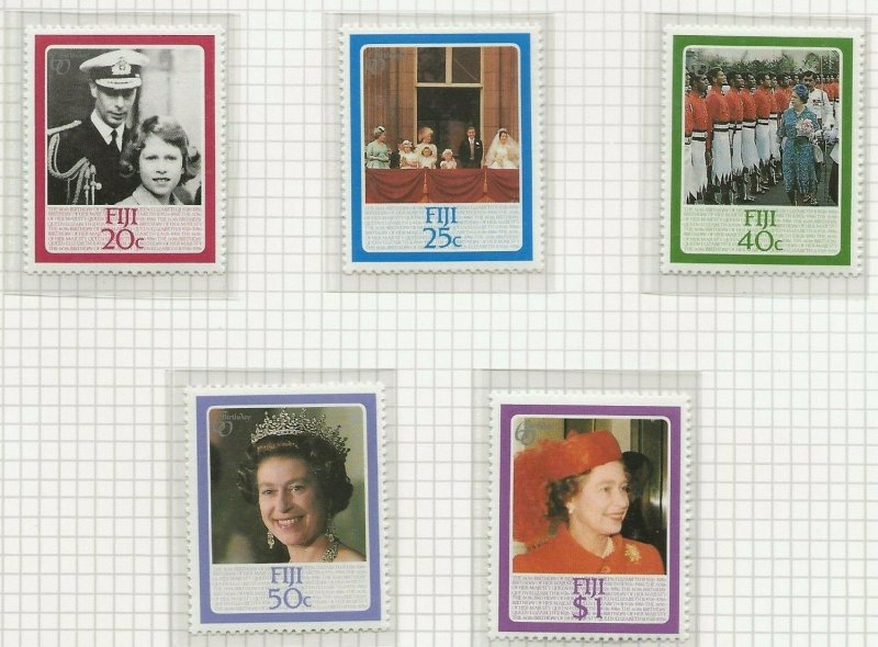 FIJI 1986 60TH BIRTHDAY QUEEN ELIZABETH II,SET OF 5 PERF MINT