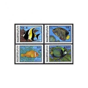 Maldives 1185-1187,1189,MNH.Michel 1198-1201. WWF 1986.Marine life.