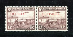 x358 - SOUTH WEST AFRICA 1938 OFFICIAL Issue PAIR. Sc# O17 Used. Cat $50