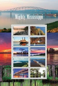 US 5698-5707 5707b Mighty Mississippi forever sheet (10 stamps) MNH 2022 May 30