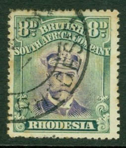 SG 246 Rhodesia 8d violet & green. Very fine used Rhodesia CDS CAT £170