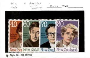 New Zealand, Postage Stamp, #946-949 Mint NH, 1989 Authors (AB)