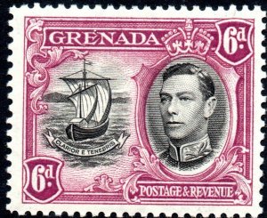 1938 Grenada Sg 159 6d 'Scratch in Vignette and Portrait High in Medallion' MM