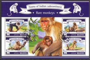 Maldives 2015 Rares Monkeys Sheet Used / CTO