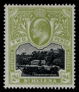 ST. HELENA EDVII SG57, 2d black & sage-green, LH MINT. Cat £13.