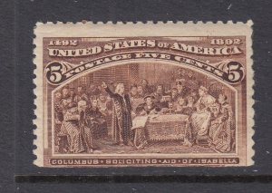 US #234 5c Columbus - NEVER HINGED cv$160.00