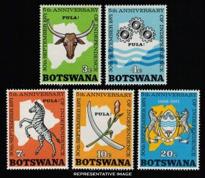 Botswana Scott 75-79 Mint never hinged.