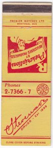 Canada Revenue 1/5¢ Excise Tax Matchbook STEVENSON DRUGS