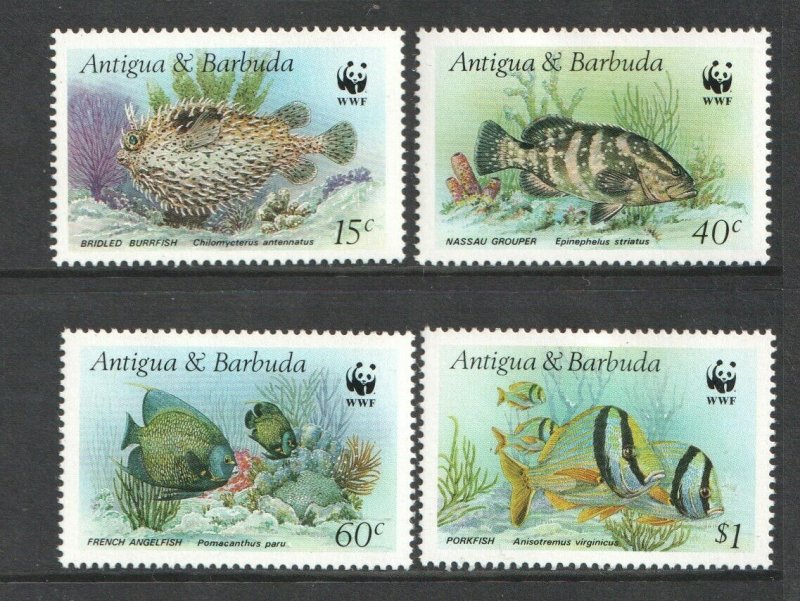 1987 ANTIGUA - SG:1077 / 1079 / 1081/82 - MARINE LIFE  -  WWF  -  UNMOUNTED MINT