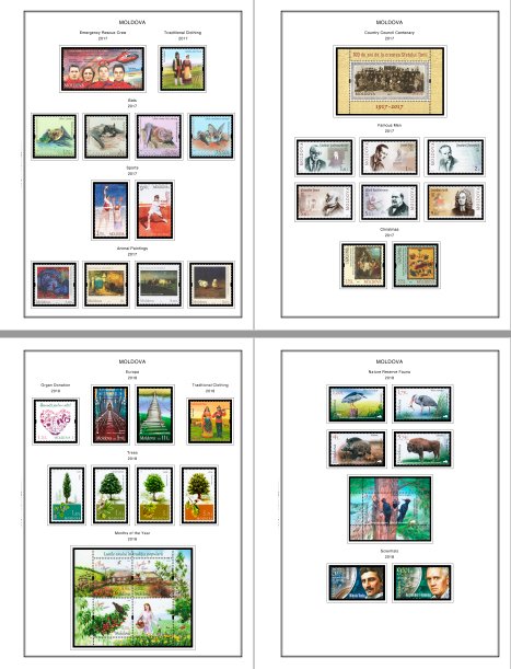 COLOR PRINTED MOLDOVA 2011-2020 STAMP ALBUM PAGES (52 illustrated pages)