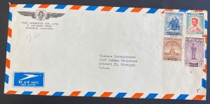 1960s Bangkok Thailand Thai Airways Airmail Cover To Detroit MI Usa