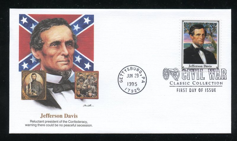 US 2975f Civil War Issue - Jefferson Davis UA Fleetwood cachet FDC
