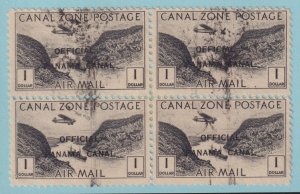 CANAL ZONE CO7 USED BLOCK OF 4 O  OVER N OF PANAMA  VARIETY! P845