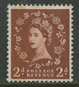Great Britain -Scott 356c - QEII -Graphite Lines-1958 -MVLH- Single 2p Stamp