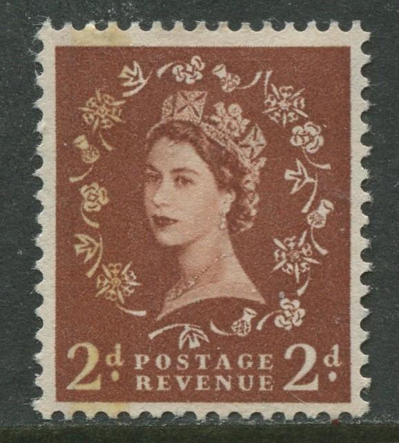 Great Britain -Scott 356c - QEII -Graphite Lines-1958 -MVLH- Single 2p Stamp