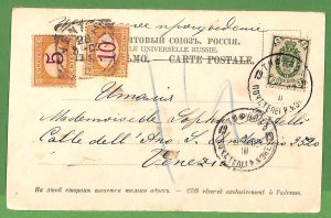 P0919 - GEORGIA - POSTAL HISTORY - POSTCARD from TBILISI to ITALY - TAXED!  1900-