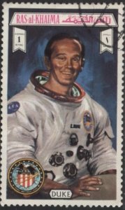 Ras al Khaima (used cto) 1r astronaut Charles Duke (1972)