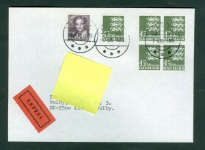 Denmark. 1985 Cover Express.  4-Block 4.30 + Single + Queen 3.50 Kr. Adr: Valby