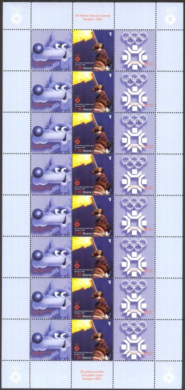 Bosnia 2004 20 Years of Olympics Games Sarajevo 1984 Sheet MNH