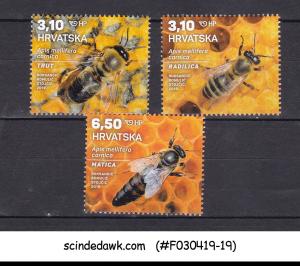 CROATIA - 2019 GREY BEES / HONEY BEES / INSECTS - 3V - MINT NH