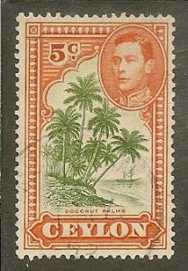 Ceylon   Scott  292a       King, Palm Trees
