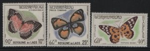 LAOS, 101-103, (3) SET, HINGED, 1965, Butterflies