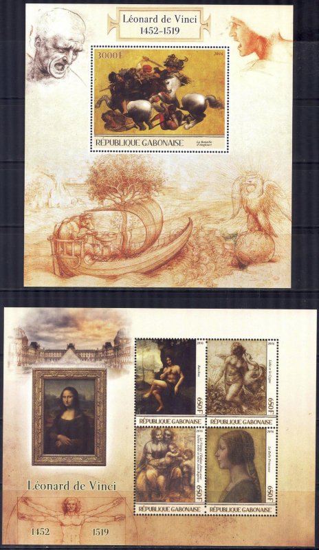 Gabon 2016 Art Paintings Leonardo Da Vinci Sheet + S/S MNH