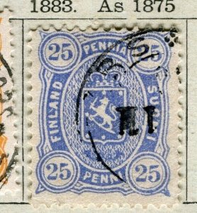 FINLAND; 1883 early classic numeral issue used 25p. value Postmark