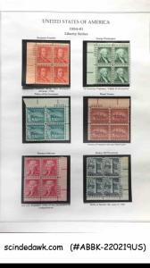 UNITED STATES USA 1954-61 LIBERTY SERIES BLOCK OF 4 STAMPS MNH FOLDER