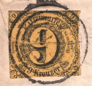 Germany States HESSE Offenbach Berlin THURN UND TAXIS 9kr Stamp 1855 ZV242