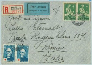 95501 - FINLAND - Postal History - REGISTERED AIRMAIL COVER  1948 - Red Cross