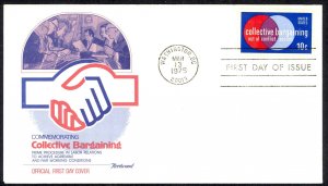 USA Sc# 1558 (Fleetwood) FDC (d) (Washington, DC) 1975 Collective Bargaining