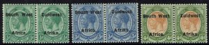 SOUTH WEST AFRICA 1923 KGV ½D 3D AND 4D PAIRS SETTING VI