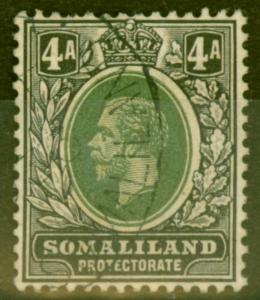 Somaliland 1921 4a vert et noir sg78 très bien utilisé