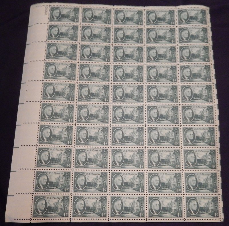 US #930 1c F.D.R.  Full Sheet, F/VF OG NH or better, post office fresh, STOCK...